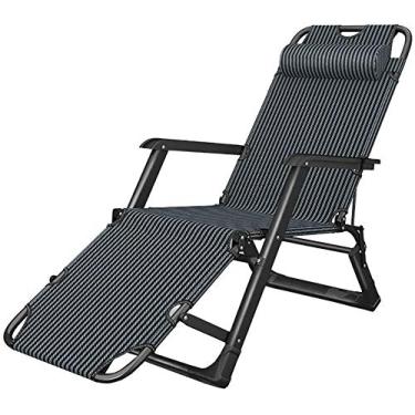 Imagem de Espreguiçadeira, cadeiras de jardim, cadeiras de pátio reclináveis para pessoas pesadas, praia, acampamento, acampamento, portátil, cadeira dobrável com suporte para travesseiro de pescoço 200 kg