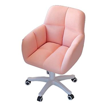 Imagem de Cadeira de mesa de escritório em casa, cadeira giratória com apoio de braço e assento acolchoado, altura ajustável, para sala de estar, maquiagem, estudos