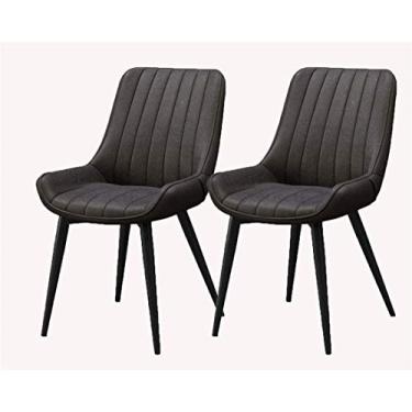 Imagem de Cadeira de jantar, cozinha, sala de jantar, móveis, cadeiras de couro, conjunto de 2 pés de metal, almofadas confortáveis e cadeiras de encosto para sala de jantar, sala de estar, quarto, sala de