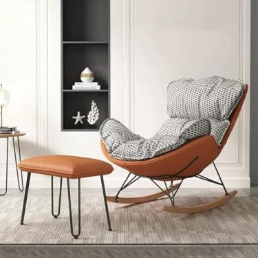 Imagem de FENOKD Cadeira de balanço acolchoada com balanço otomano e planador para conforto da sala de estar (tamanho único Chidori)