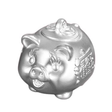 Imagem de ZABEES Cofrinho de prata esterlina 999 Porco da sorte cofrinho grande cofrinho presente de aniversário para idosos ou amigos