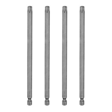 Imagem de HARFINGTON 4 peças T40 Torx cabeça chave de fenda 1/10.2 cm haste sextavada 6" (150 mm) de comprimento magnético sem furo ponta à prova de adulteração 6 pontas estrela chave de fenda S2 aço industrial