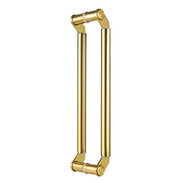 Imagem de ZDJZMGZ Puxador de porta puxador de porta de vidro deslizante puxador de porta barra industrial para portas de metal de vidro de madeira maçaneta de porta de entrada exterior interior (cor: ouro