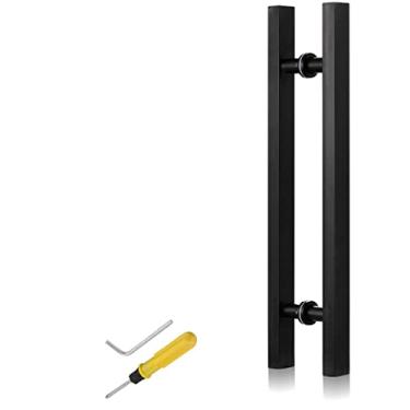 Imagem de STXYANGV Maçaneta de porta push-pull para celeiro, maçaneta de barra de porta deslizante interna externa, maçaneta de porta de madeira dupla face para banheiro hotel hall, instalação traseira para