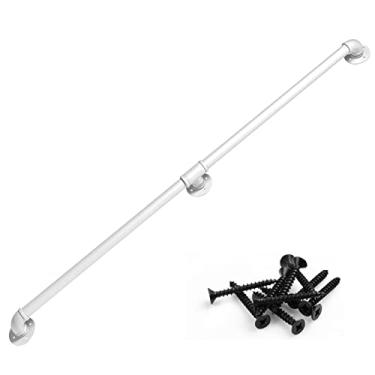 Imagem de Corrimão de escada - kit completo, corrimão de tubo branco industrial de escada com suporte de montagem na parede, casa contra a parede, grades internas e externas para idosos (tamanho: 5,5 m)