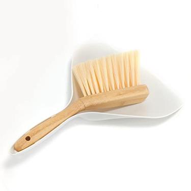 Imagem de Conjunto de pá de lixo, pá de lixo e escova, sua pequena vassoura de bambu para sofá de chão, mesa, teclado, combo de pá de lixo de carro com alça de bambu para varredura no balcão