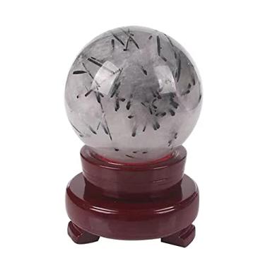 Imagem de ASPROD Lindo cristal 1 peça 60 mm-85 mm bolas de pedras preciosas naturais preto turmalina quartzo esferas de cristal ornamentos para pedras primárias e minerais (tamanho: 1 peça 85 mm)