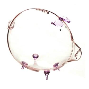 Imagem de ZABEES Mealheiros, caixa para guardar moedas, vidro transparente, lembrança, nascimento, cofrinho, presentes práticos para aniversário, Páscoa, roxo