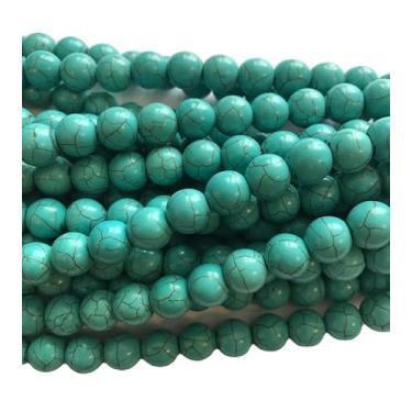 Imagem de Lady Works Fio de 33 cm de pedra natural tingida turquesa, contas lisas redondas de 10 mm para fazer joias DIY | Beads_02747