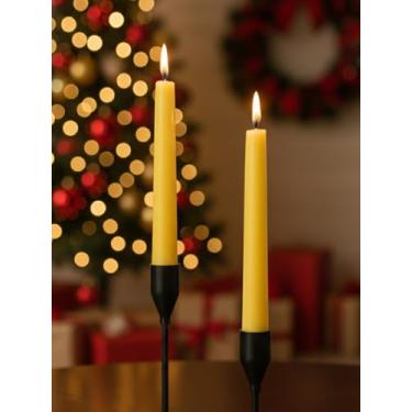 Imagem de Pacote com 2 velas cônicas de cera de abelha – velas brancas de 18 cm de cera de abelha com 7 a 8 horas de queima 100% pura, castiçais de cera de abelha sem fumaça sem cheiro para oração em casa (2