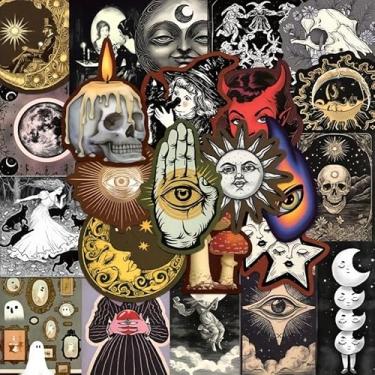 Imagem de 50 peças de adesivos misteriosos celestiais criativos simples decorações escuras adequadas como presentes de volta às aulas para decorar manuais, capas de celular, notebooks, tablets, skates