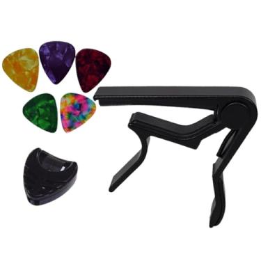 Imagem de Capotraste Pestana Braçadeira Violão Guitarra Ukulele+ Porta Palhetas + 5 Palhetas (Preto)