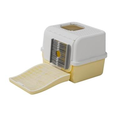 Imagem de Ｂｅｓｇａ Caixa de areia fechada para gatos, multifuncional, com porta basculante e ampla abertura, fácil de limpar e com tampa, Amarelo