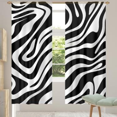 Imagem de 2 conjuntos de painéis de cortinas transparentes retrô com estampa de zebra, cortinas transparentes arejadas com filtro leve, painéis de cortina de porta e janela para sala de estar, quarto, jantar