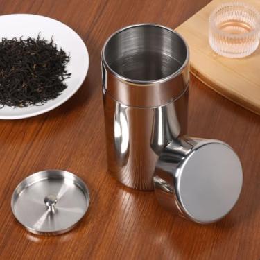 Imagem de Recipiente de armazenamento de grãos de café de vedação dupla de aço inoxidável com tampa lata de açúcar portátil para tempero de chá solto