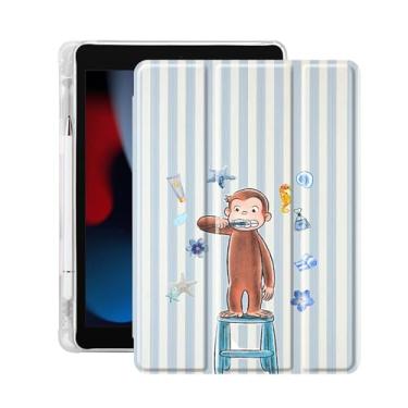 Imagem de Idocolors Linda capa de animal engraçada para iPad de 10,2 polegadas 2019/2020/2021 (7ª/8ª/9ª geração), suporte de lápis embutido com capa traseira transparente de TPU macio, despertar/hibernar