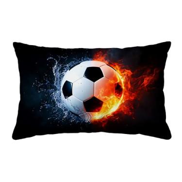 Imagem de Capas de almofada decorativas de futebol de gelo e fogo, 30 x 50 cm, capa de almofada para sofá-cama, casa de fazenda, decoração de casa