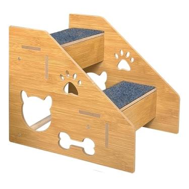 Imagem de IEUDNS Escada de madeira para cães, escadas para gatos e outros animais de estimação, degraus para sofá, carro, cama e casa, 2 Camadas
