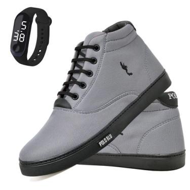 Imagem de Tenis Masculino Casual Botinha Cano Alto com Relógio Digital - Polo Bl
