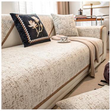 Imagem de SPXMQSS Capas de sofá para sofá, capa de sofá de chenille universal antiderrapante em forma de L para sala de estar, 110 x 110 cm