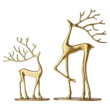 Imagem de Kuntesetty Estátua de Rena Decorativa, Escultura de Rena em Metal, Design Elegante E Contemporâneo, Ideal para Sala de Estar, Lareira, Escritório, Ideia de Prese, S L Gold, Tamanho real