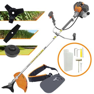 Imagem de Roçadeira Multifuncional Tekna RL520P 2 Tempos 52cc 2HP de Potência Cortador de Grama Com Cabeçote de Nylon + Lâmina 2 Pontas + Lâmina 3 Pontas