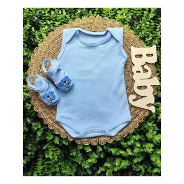 Imagem de Conjunto Sandalia Com Body Liso Regata Bebe Menino Roupa Verão Estampa