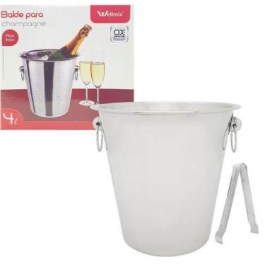 Imagem de Balde Para Gelo Champagne Inox 4L Pegador De Gelo Wx4396 - Ox Prime