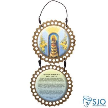 Imagem de Adorno de Porta Redondo de MDF com Oração de NSra do Loreto - SJO Arti