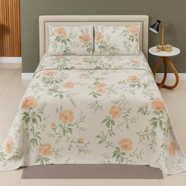 Imagem de Jogo de Camal Percal 200 Fios – 4 Peças - Conforto, Maciez e Elegância para Suas Noites (Laranja, Queen)