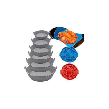 Imagem de Conjunto 6 Formas de Silicone Redondas com Alças, Coloridas, Resistente até 220°C, para Forno, Micro-ondas, Air Fryer e Freezer, 182g