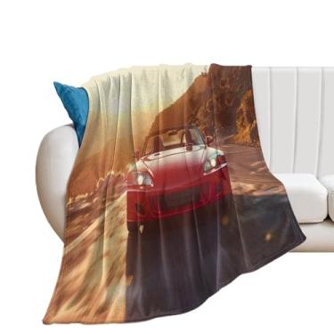 Imagem de HouLaiZhe Cobertor Super Macio Flanela Carro Esportivo S2000 Nascer do Sol Cobertores Leves de Refrigeração para Sofá-Cama Cadeira Sofá Carro Viagem ao Ar Livre Leve Quente 152 cm x 203 cm