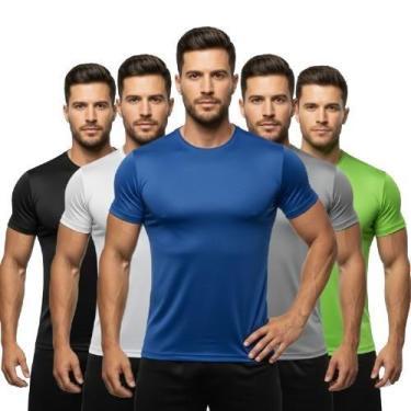 Imagem de Kit 5 Camiseta Dry Fit Masculina Antiodor Evaporação Rápida - Trendixx