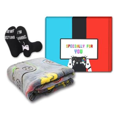 Imagem de Guguden Cobertor que brilha no escuro para controle de jogadores, presentes de jogos, brinquedos para crianças, filhos adolescentes, meninos, cobertor macio para jogos, gamepad, decoração de jogos