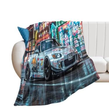Imagem de HouLaiZhe Cobertor Super Macio Flanela Grafite JDM Carro S2000 Neon Leve Cobertores de Refrigeração para Sofá-Cama Cadeira Sofá Carro Viagem ao Ar Livre Leve Quente 127 cm x 178 cm