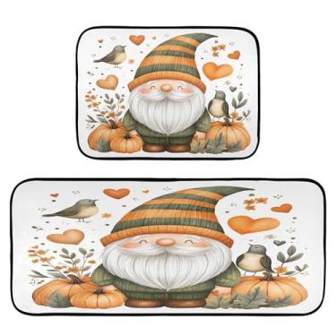 Imagem de xigua Conjunto de 2 peças de tapetes e tapetes de cozinha gnomos antigos absorventes macios para o chão, tapete de cozinha, antiderrapante, conjunto de capachos, 50 x 120 cm + 50 x 70 cm