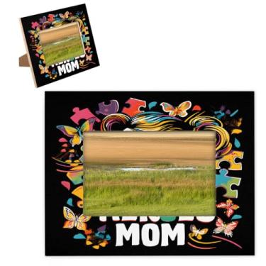 Imagem de hongjinglin Porta-retrato de 28 x 35,5 cm, moldura de madeira para meninas, arte de autismo, com tapete para parede e mesa, para decoração de casa e amigos da família, ideias de presente de casamento