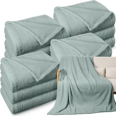 Imagem de Tinideya Pacote com 12 cobertores de lã de ovelha sherpa a granel 127 cm x 152 cm, cobertores macios de pelúcia para casamento, sofá, spa, festa do pijama, artigos de lembrancinha de viagem, quarto de