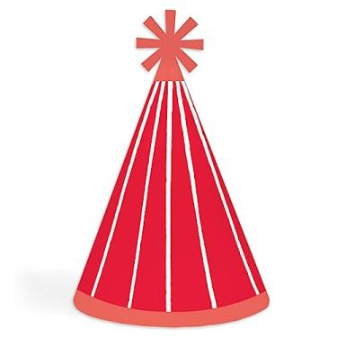 Imagem de Big Dot of Happiness Red Stripes - Cone Happy Birthday Party Hats for Kids and Adults - Set of 8 (Standard Size)