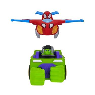 Imagem de Spidey e a sua superequipa da Marvel - Tanque de equipa da Spidey e sua superequipa da Marvel - Combinação de um tanque Hulk Smash de 15 cm e um planador Spidey de 10 cm