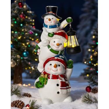Imagem de twinbling Decoração de boneco de neve de Natal com lanterna solar, decoração de Natal ao ar livre, pátio, gramado, quintal, varanda, jardim, decoração de casa, presentes de aniversário para mulheres