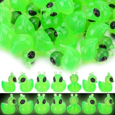 Imagem de GGSTDDUP 100 Pcs Mini Alien Duck Figures Glow in The Dark Tiny Aliens Ducks Mini Funny UFO Sci-fi Resin Duck for Space Party Favors Dashboard Desk Decor