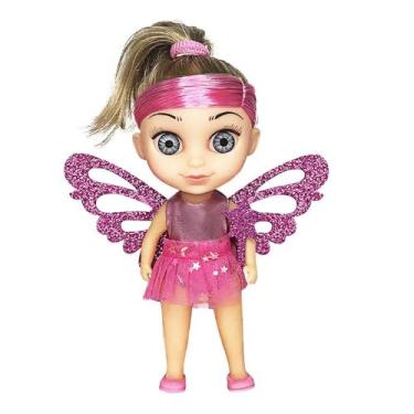 Imagem de Boneca 3 em 1 Sereia Fada e Bailarina, 20cm, com Asas, Varinha e Cauda, Cabelos Loiros com Mechas Rosa, Polietileno e Vinil