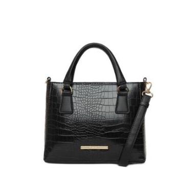 Imagem de Bolsa Feminina Rafitthy Tote Croco Pequena Preto-Feminino