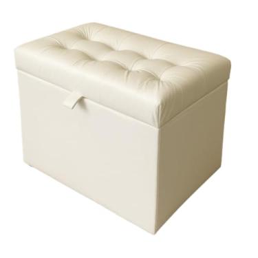 Imagem de Banqueta Decorativa Com EspaçO De Armazenamento - FáCil Acesso(BRANCO CORINO,Pés em PVC)