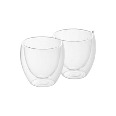 Imagem de Copos de Vidro Borosilicato Duplo, 80ml, Isolante Térmico, 6,5x6,0x6,3cm, Kit com 2 Unidades