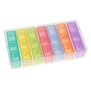 Imagem de Organizador de Pílulas Plástico 7 Dias 3 Vezes ao Dia Semanal com 21 Compartimentos Caixa Armazenamento Portátil Grande