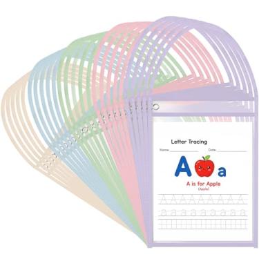 Imagem de TaoBary Pacote com 25 suportes de bilhetes de loja com alça de pendurar, suporte de documentos costurado, mangas de plástico para pedidos de trabalho para armários de arquivos de máquinas, estantes