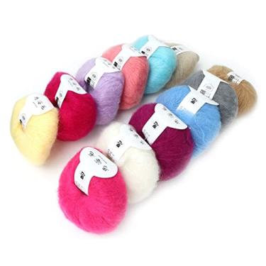 Imagem de GLOGLOW Fio de lã angorá, Fio de tricô Mohair Macio e Quente para Cachecóis e Suéteres, 30% Mohair 50% Fibra, Adequado para Todas As Idades (1 conjunto de doze cores)
