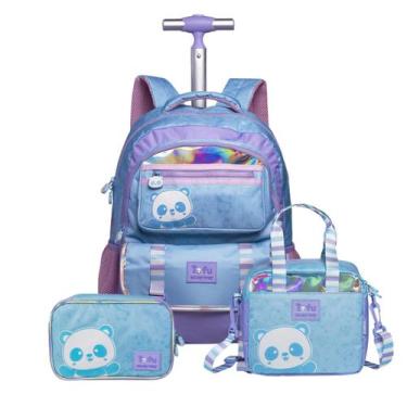 Imagem de Mochila Rodas Lancheira Termica Estojo Box Panda Tofu - Xeryus